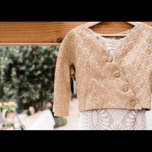 Vintage Gold Cropped Short Sleeved Cover-up